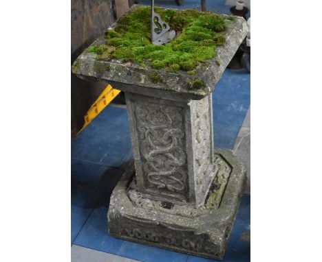 A Reconstituted Stone Garden Sundial, 31cms Square and 52cms High