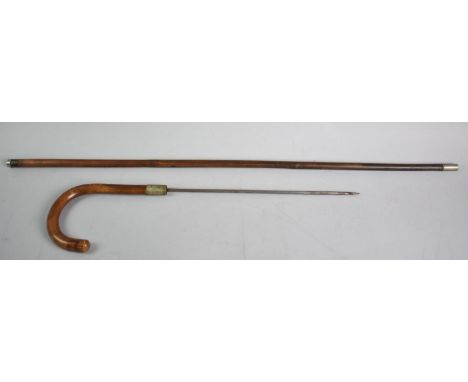 An Edwardian Sword Stick with Turned Tapering Shaft, 91cms Long