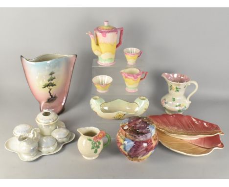 A Collection of Pearlware Ceramics to include Jugs, Dressing Table Sets, Leaf Dishes, Potpourri Etc together with a Hancox Iv