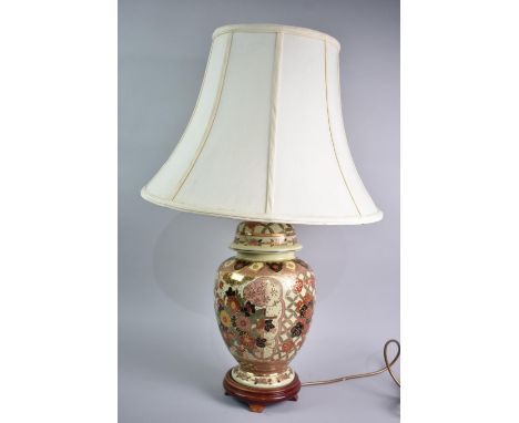 A Modern Oriental Style Vase Shaped Table Lamp with Shade, 63cms Overall