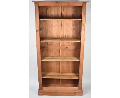 A Modern Pine Four Shelf Open Bookcase, 96cms Wide