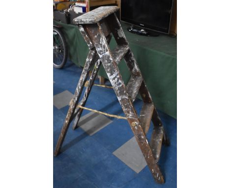 A Vintage Four Step Wooden Step Ladder