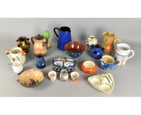 A Collection of Various Decorated China to include Torquay Ware Vases and Jug, Royal Winton Lakeland Sifter, Ansells Ashtray,
