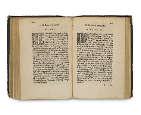 Aesop. Fabellae graece et latine, cum alijs opusculis, quorum index proxima refertur pagella. Mit Holzschnitt-Druckermarke au