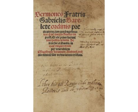 Inkunabeln - Postinkunabeln - - Gabriel Barletta. Sermones... tam quadragesimales, quam de sanctis: noviter impressi, et ubi 