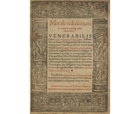 Petrus Berthorius (Pierre Bersuire). Morale reductorium in omneis utriusque testamenti libros. Mit Titel in Rot und Schwarz u
