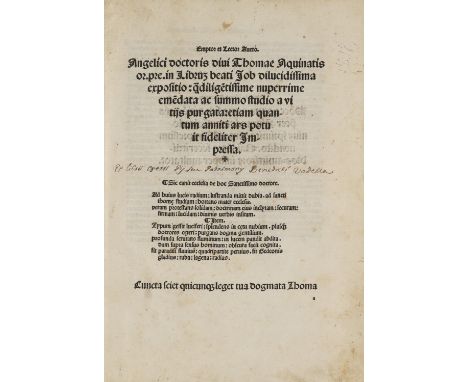 Inkunabeln - Postinkunabeln - - Thomas von Aquin. In libru 3 beati Job dilucidissima expositio... - In tres Psalterii primos 