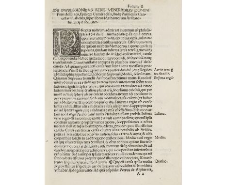 Astronomie - - Pierre d'Ailly. Tractatus Petri de Eliaco Episcopi Cameracensis, super libros Metheororum. Mit einigen Holzsch