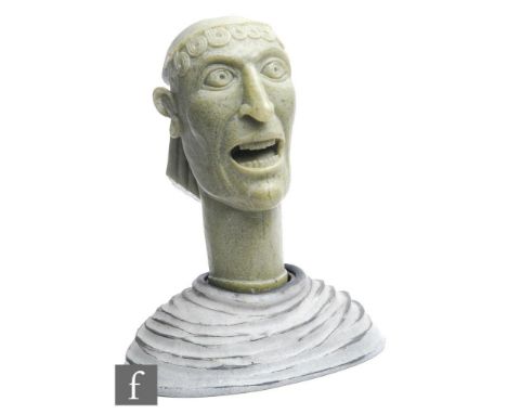 A large David Reekie sculptural head and shoulder bust titled Greek Head VIII, modelled in a combined ceramic and glass frit 