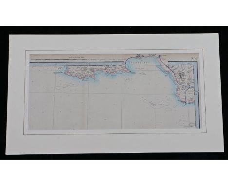 C.F. Cruchley, coloured map engraving, Swansea Bay, circa 1860, mounted, the map 47cm x 20.5cm