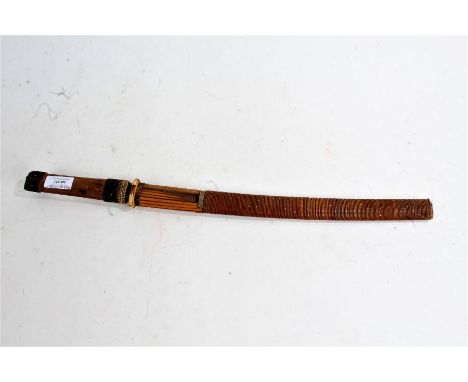 Japanese wakizashi, with an bamboo affect scabbard above an iron blade and a wooden handle with wrappings, 51cm long&nbsp;