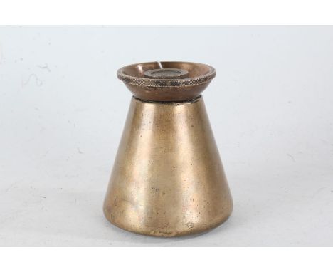 Gilt bronze table lamp/ lighter, the dished top above a tapering body with cast roundel, 12cm high