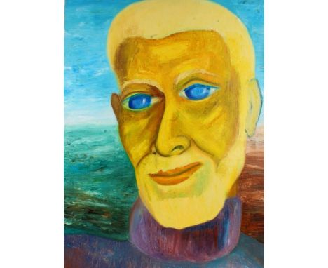 Modernist style portrait, study of a bearded gentleman, unsigned oil on canvas, unframed, 73cm high x 54cm wide