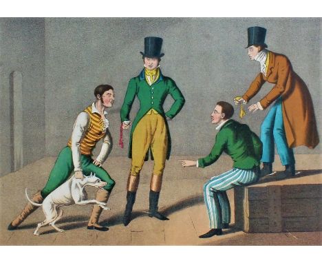 After H. Alken hunting print, "A Match at the Badger", published 1820 by McLean London, housed in a gilt and ebonised frame, 