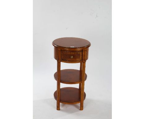 John Lewis Hemingway lamp table, the circular top above a single frieze drawer with two tiers below, 40cm diameter x 72cm hig