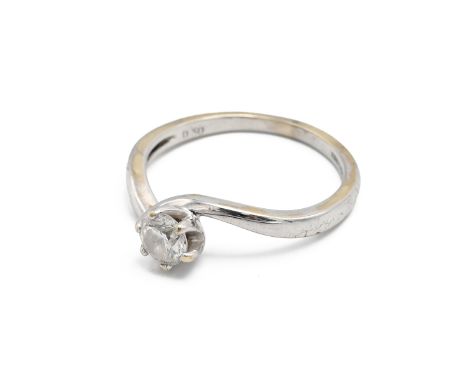 A 9k white gold and diamond solitaire ring, set with a round brilliant cut diamond, weight stamped to shank '0.50ct', claw se