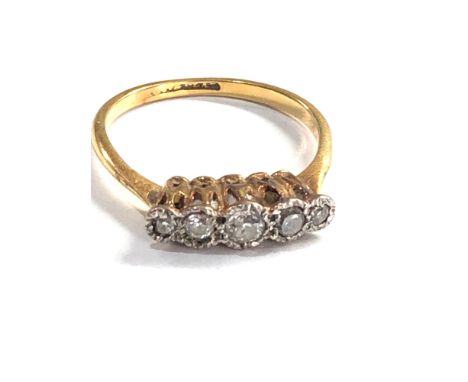 Antique 18ct gold old cut diamond 5 stone set ring 2.4g 