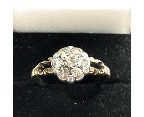 Antique 15ct gold Georgian / victorian diamond cluster ring weight approx 4g 