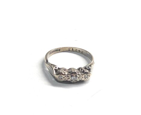 vintage 9ct white gold diamond ring 