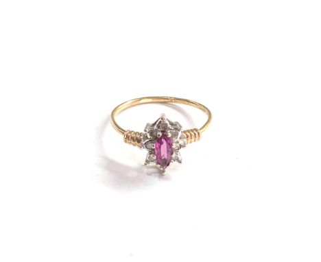9ct gold ruby diamond ring 1.2g 