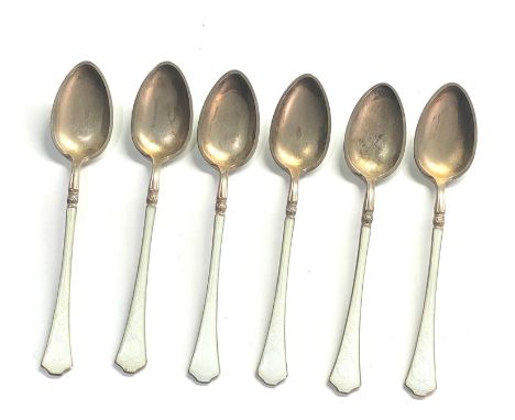 Set of silver and enamel tea spoons hallmarked 925s 