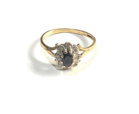 9ct Gold diamond &amp; sapphire cluster ring 