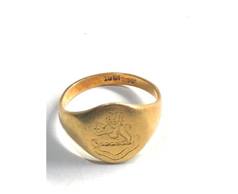 18ct Gold antique crest signet ring 3.5g 
