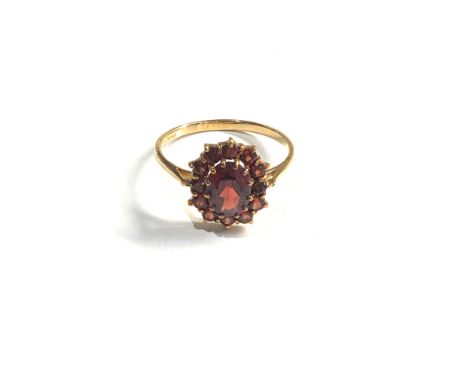 9ct Gold garnet cluster ring 2.1g 