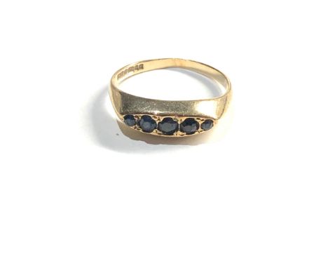 9ct gold sapphire 5 stone gypsy ring 2.5g 