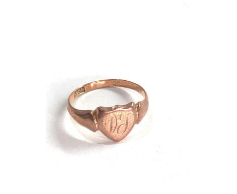 Antique 9ct Gold engraved crest signet ring 2g 