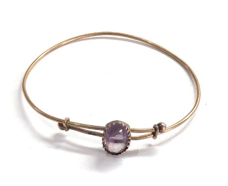 Antique 9ct gold amethyst set  bangle 5.4g 