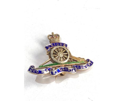9ct Gold enamel military sweetheart brooch 3.7g 