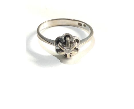 14ct white gold gold modernist style diamond solitaire ring 2.8g 