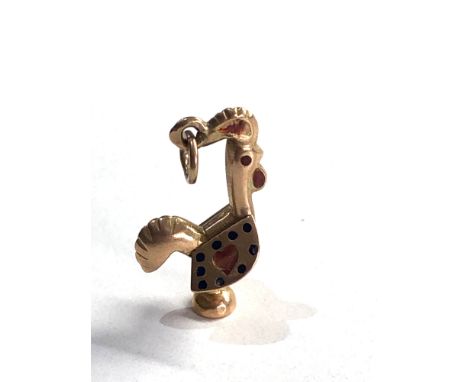 9ct gold enamel detailed rooster charm / pendant 2g 