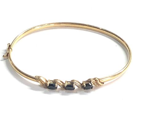 Vintage 9ct gold diamond &amp; gemstone set bangle 4.3g 