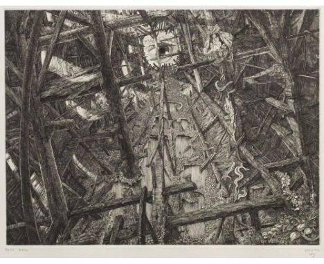 * Philippe Mohlitz [1941-2019]-Exil,:- etching, signed and dated 1989inscribed and numbered 8/100image 23 x 30.5cm*Note    Il
