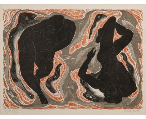 European School 20th Century-Light XXIV,:- linocut, indistinctly signed, inscribed and dated '75, 26 x 34cm.