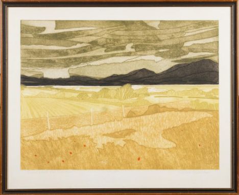* John Brunsdon [1933-2014]-Cloudbreak over Snowdon,:-etching in colours, signed, inscribed and numbered 129/350, sheet size 