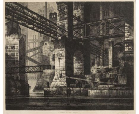 * Gerard Trignac [b.1955]-La Retraite Du Vieux Grutier,:-etching, signed and dated '85inscribed and numbered 7/100image 29 x 