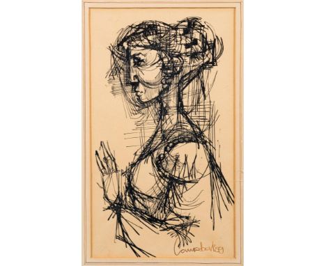 * Peter Campbell [1931-1989]-Portrait of a lady,:-signed and dated '59pen and ink drawing, 23 x 33cm.