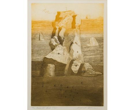 * Michael Oelman [b.1941]-The Hermits' Rock; The Igloo; The Night Watch; Ideal Mooring:-four etchings in colour, each signed 