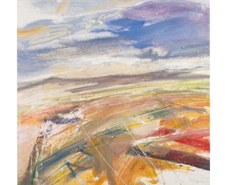 * Saul Cathcart [Contemporary]-Warm evening glow and distant light over Great Staple Tor, Dartmoor,:-signed bottom right, fur