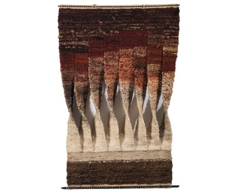 * Bobbie Cox [1930-2008]-  Dartmoor. Winter Plough. Turned Earth Series V,:-woollen tapestry hanging, inscribed with title an