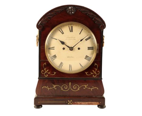 A 19TH CENTURY FLAME MAHOGANY BRACKET CLOCK the 19cm dial inscribed "Frodsham Gracechurch Street London", the double fusee mo