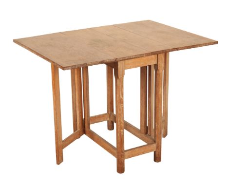 A LIGHT OAK GATELEG TABLE 20th century, with chamfered block legs, 72cm high x 72cm wide x 99cm long (extended)