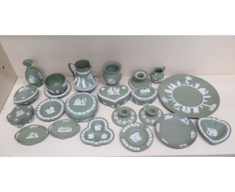 A collection of Wedgewood green Jasperware, various 