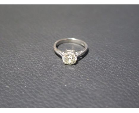 An early brilliant cut diamond solitaire ring set in 18ct white gold - The diamond approx 1.52ct, clarity SI1, colour P-Q - w