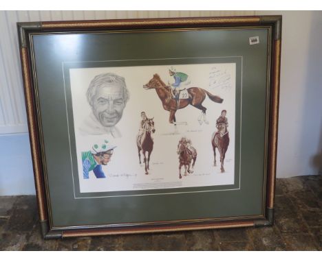 A signed print tribute to Lester Piggott 