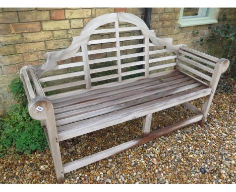 A teak second hand Lutyens bench in sound condition - Width 160cm 