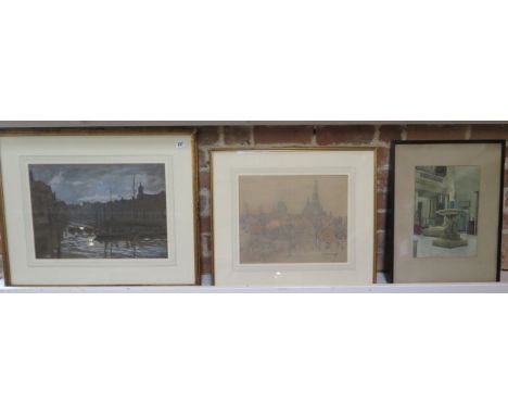 Anton Abraham Van Anrooy (Dutch 1870-1949) signed watercolour City scene frame size 58cm x 73cm, Anton Abraham Van Anrooy (Du